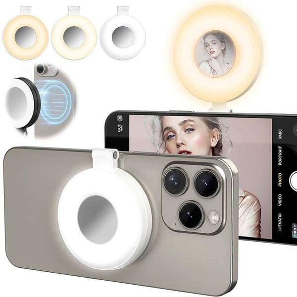Magnetic Selfie Lights Portable LED Cellphone Ring Light With Mirror 180° Foldable Phone Flashes For Magsafe
