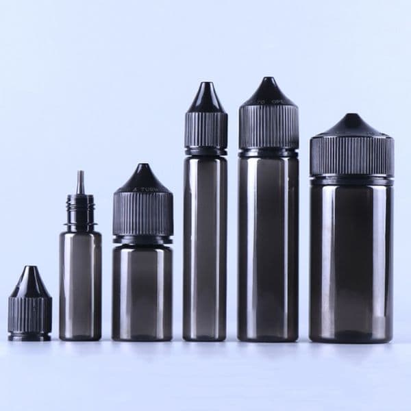 Black Empty Plastic Dropper Bottle PET Packaging Bottles 10ml 15ml 30ml 60ml 70ml 100ml 120ml V3 Chubby Bottle E Liquid Eyedrops Cosmetic With Tamper Childproof Cap