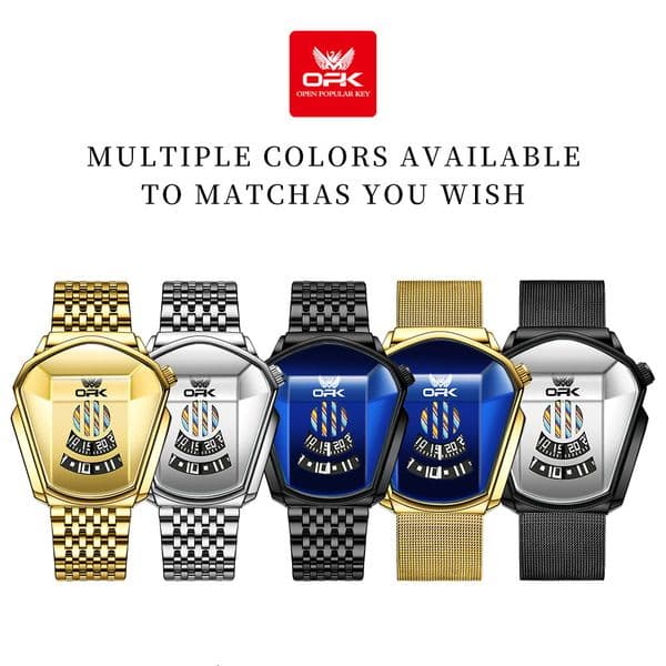 OPK Free Shipping New Designer Watch Wholesale Cross-border Hot Selling Motorcycle Men's Luminous Steel Band Quartz Watch Waterproof Men's Watch Male