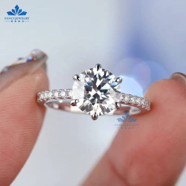 65mm 1ct Moissanite Engagement Ring Women 925 Silver Round Shape Trendy Jewelry for Wedding Party