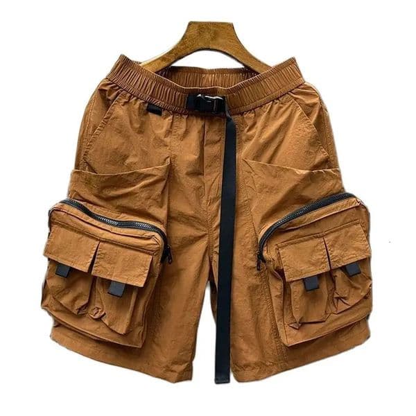 Mens Summer Solid Color Multi-pocket Cargo Shorts Trendy Large Size Loose Casual Outdoor Functional Five-quarter Pants 251125BJ