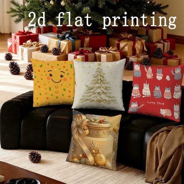 Home Decor Christmas-themed Cute Patterns Pillow Covers Pattern Cushion Cover Suitable for Sofa Bedroom Car Pillow CoverW251127