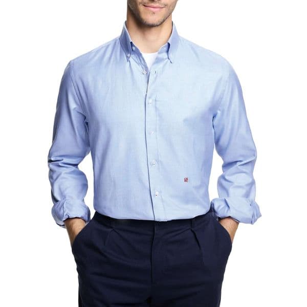 CHCH Men's Top Quality Dress Shirts Long Sleeve Slim Striped Lattice Business Casual Formal Blue Shirt Male Social Clothing