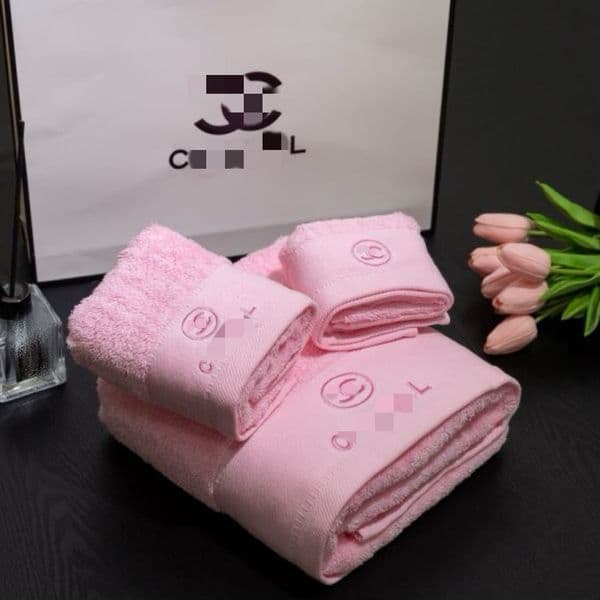 Designer Bath Sets Three Pieces Letter Embroidery Shower Towel Set Quick Drying Cotton Top Quality Blush Fashion