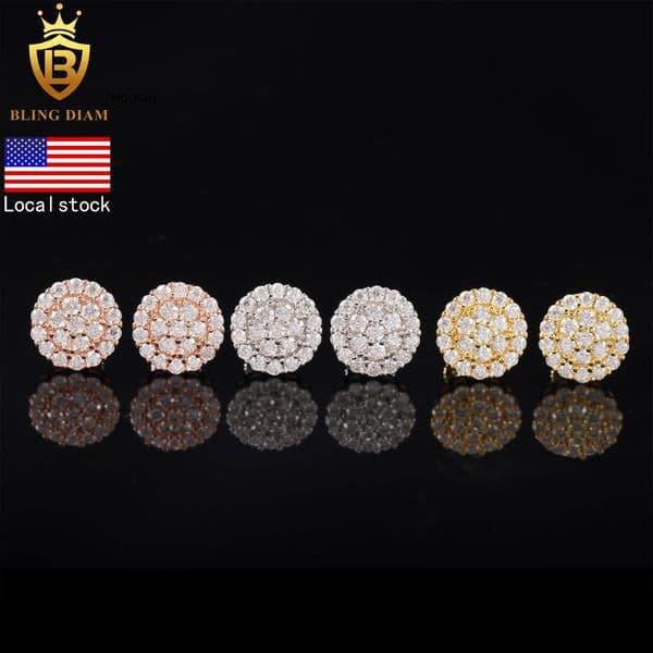 Factory Direct Fine Jewelry 925 Silver Earrings Iced Out Vvs Moissanite Earring Diamond Stud Earring Men Women