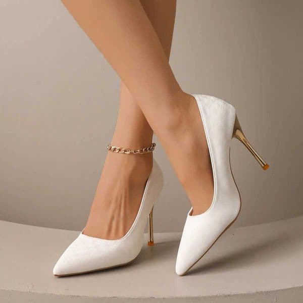 Women 10Cm Pointed Toe High Hls White Red Lady Wedding Bridal pumps Sexy fAshion girls Prom Shoes Classic Black Office Shoes C251127