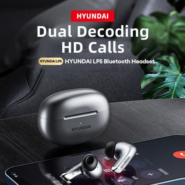 HYUNDAI LP5 TWS Earphones Wireless Bluetooth 5.3 50H Long Battery Life Earbuds Noise Reduction Low Latency LP5