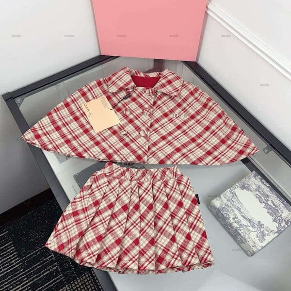 Brand girls dress suit Autumn Double-breasted baby overskirt kids designer clothes Long sleeves jacket and skirt A079X03N033