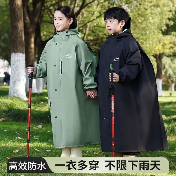 2025 Children Waterproof Raincoat For Outdoor Camping Tour Long With Schoolbag Poncho For Primary Secondary School Students 250421