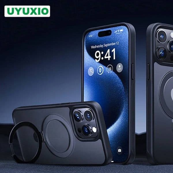 Matte Phone with Magnetic Ring Stand for iPhone 17 Pro Max Air 16 15 14 Case Plus 12 13 11 Mobile Cases Ultra Slim Cover