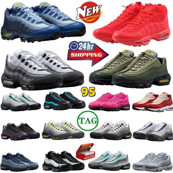 Top quality 95s running shoes 95 men women Designer sneakers Triple Black white Solar red flats breathable trainer fashion mens Outdoor sports trainers size 36-46