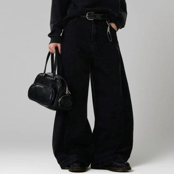 High Streets Autumn Mens Jeans American Baggy Wide Leg Curved Knife Denim Pants Loose Solid Color Male Trendy Trousers 251126BJ