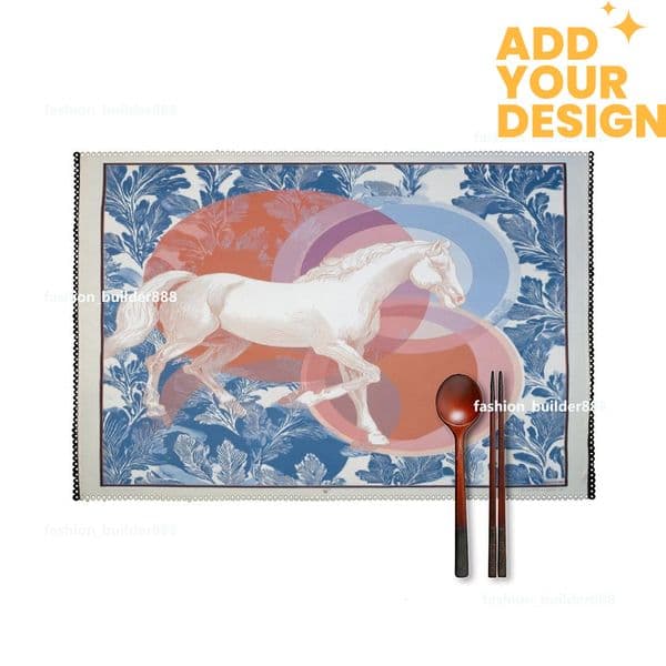 Custom H Waterproof and wipeable Horse Luxury Placemats Set of 6 12x18 Inch Holiday Table Mats for Party Kitchen Dining Decoration H27
