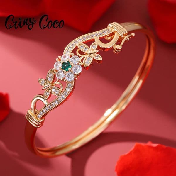 Womens Butterfly Bracelet Stainless Steel Flower Jewelry Cuff Valentines Day Gift 250415