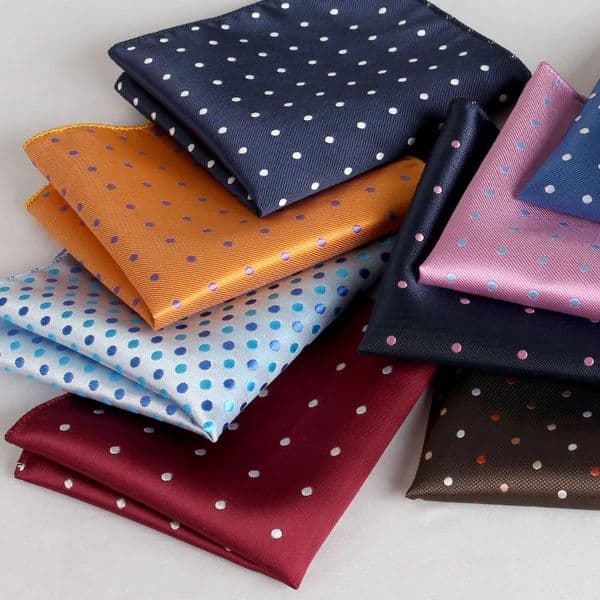 23cm Classic Polka Dot Men Pocket Square Formal Suit Handkerchief Groom Wedding Chest Scarf Black Red Blue Green Polyester Hanky 251125
