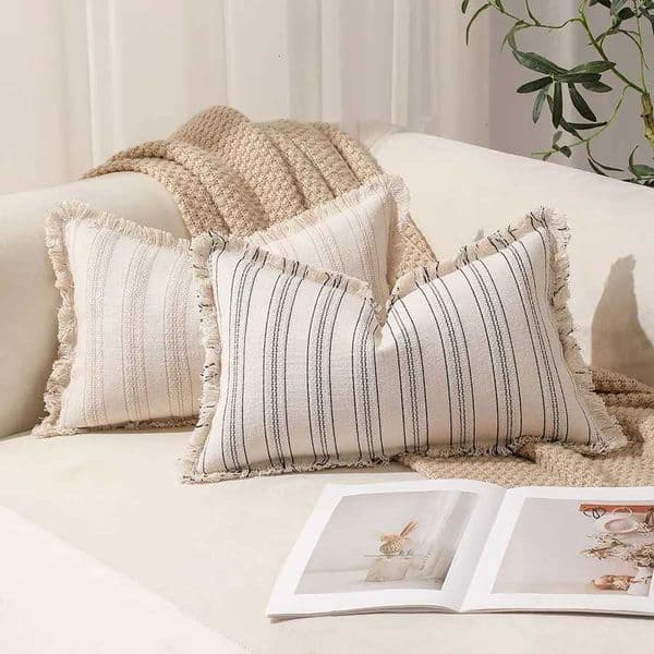 Summer Boho Pillow Covers 30x50 Living Room Sofa Fringed Edges Decorative Striped Throw Pillow Cover BreathableHome DecorW251127