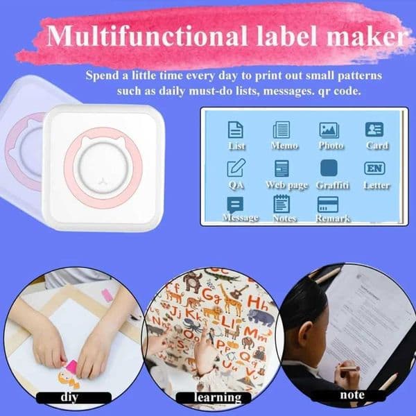 New Thermal Mini Printer Pocket Sticker Paper Inkless Printer Wireless Portable Thermal Printer H251127