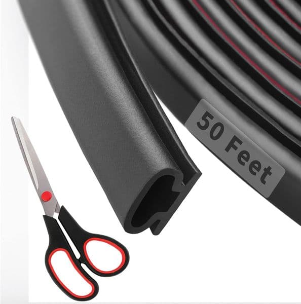 D-Shape Rubber Weather Stripping Door Seal Strip, Self-Adhesive Backing Door Weatherstripping for Door Frame Insulation Large Gap