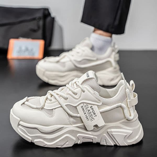 Ddmysports Autumn White Sneakers New Breathable Dad Fashion Versatile Thick Sole Trendy Men S Shoes Outdoor Shoes
