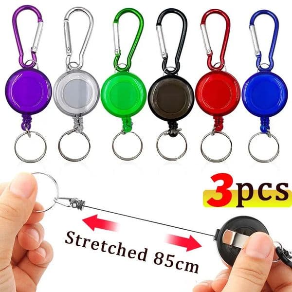 Retractable Steel Cord Pull Reel Keychains Spring Buckle Clasp Wire Rope Key Ring Recoil ID Card Holder Sporty Multiple Tools 251126