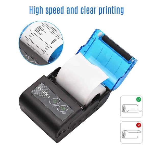 NewBisof Portable Mini Thermal Printer 2 inch Wireless USB Receipt Bill Ticket Printer with 58mm Print Paper for OS Android H251127