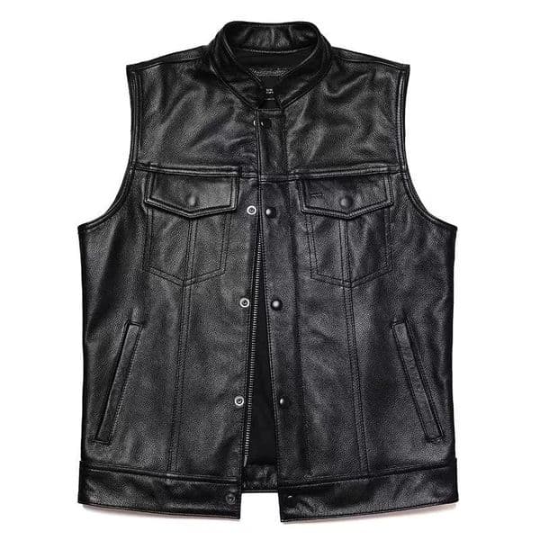 Autumn Winter Mens Faux Leather Waistcoat Classical Men Stand Collar Motorcycle Biker Leather Vest Stylish Clothing 251125BJ