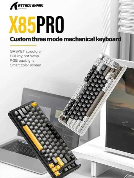 Attack Shark X85 Pro Tri Mode Wireless Mechanical Keyboard Customized Hot Swappable With Display For Esports GamingM251128
