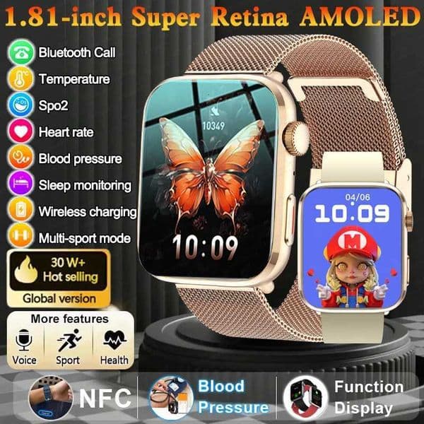 Smart Watch Global Version Men Women HD AMOLED Display Heart Rate BT Call GPS Track Waterproof Sports Smart WatchesW251128