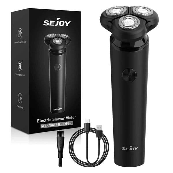 Sejoy Electric Razor for Men 3-Blade Rotary Shaving MachineElectric Shaver Type-C Fast ChargingLED Display Hair Timmer X251128