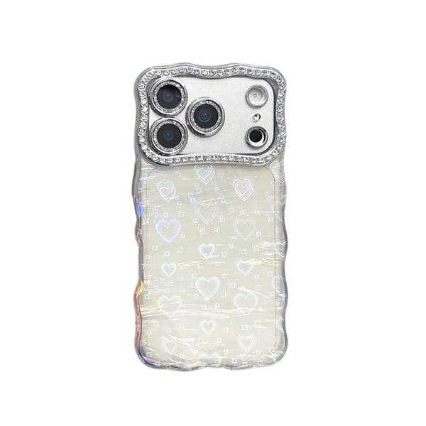Twisted Edge Laser Heart Star iPhone 17 Pro Max Phone Case Compatible with Apple 16 Dot Protective Case