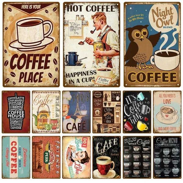 Metal Sign Decor Coffee Tin Sign Vintage Plaque Metal Plate Retro Wall Art Posters For Kitchen Bar Pub Iron Painting Decoration Y251127