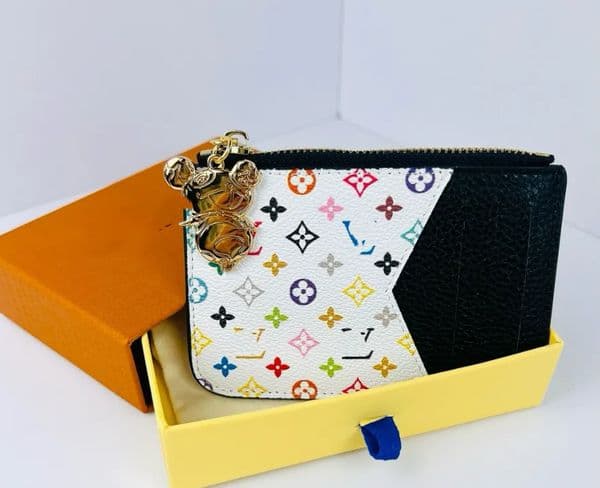 For Women Bag Charm Keyring cherry Fashion Mens Key Chain Leather Wallet Keychains Luxury Mini Purse Bag Pendant