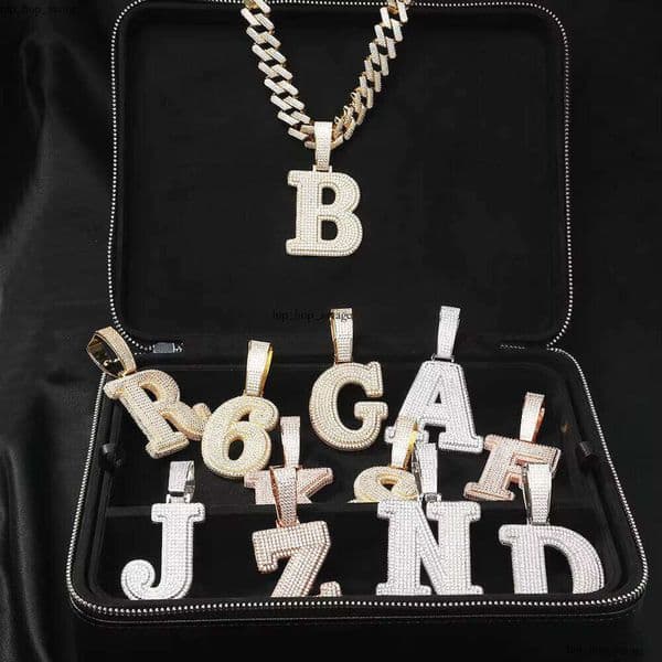 Fashion 5A VVS Moissanite Initial Necklace Hip IGI Hop Double Layer Single Letter Pendant Moissanite 18k Gold Plated