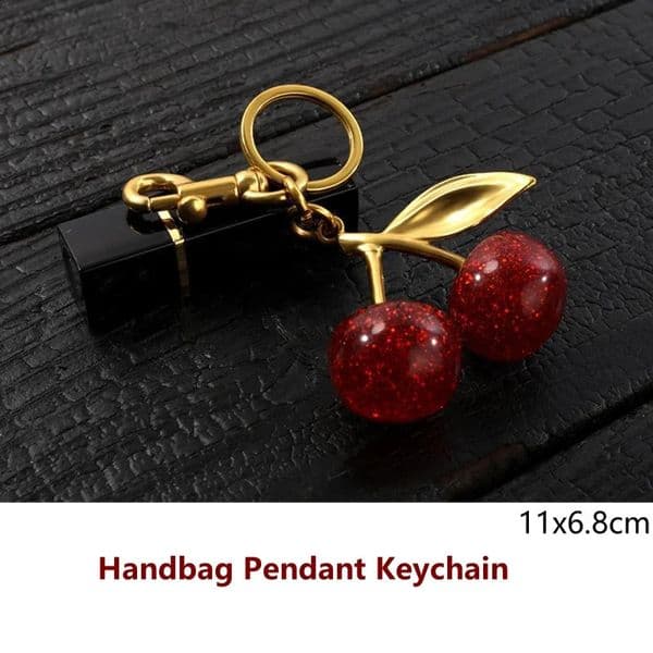 Elegant Red Cherry Pendant for Women, Womens Keyrings and Keychains, Cute Bag Decoration, Multi-Functional Car Key Accessory, Trendy Keychain Charms Z260130