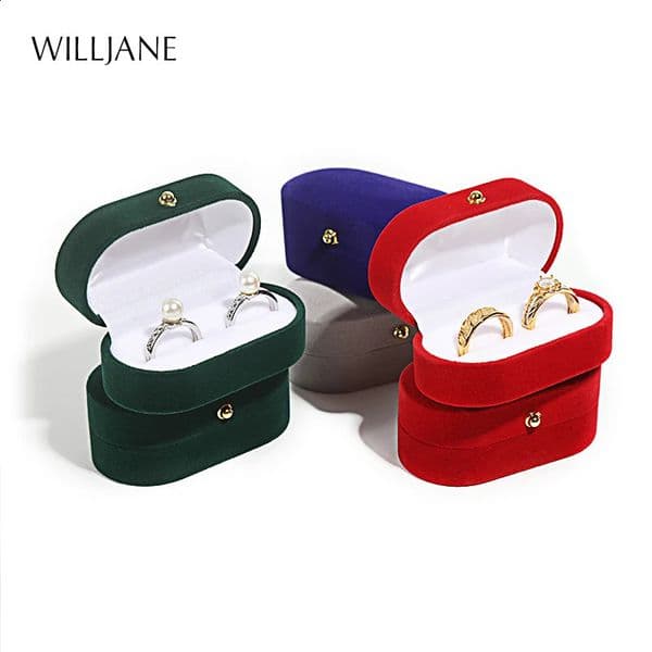 Wedding ring packaging box earring bracket velvet engagement couple Valentines Day gift dual storage display 250417