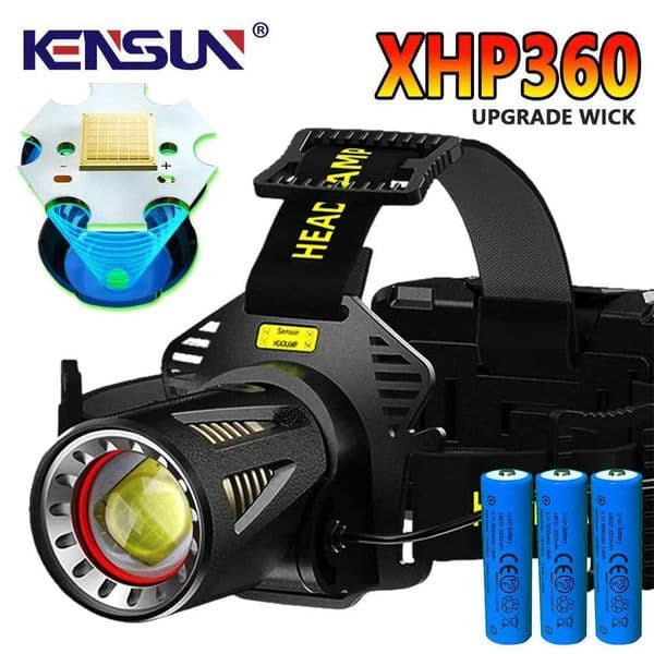 36-core Super Bright Headlight High Power XHP360 LED Headlamp Strong Light Head Lamp USB Rechargeable Zoomable Camping FishingW251128