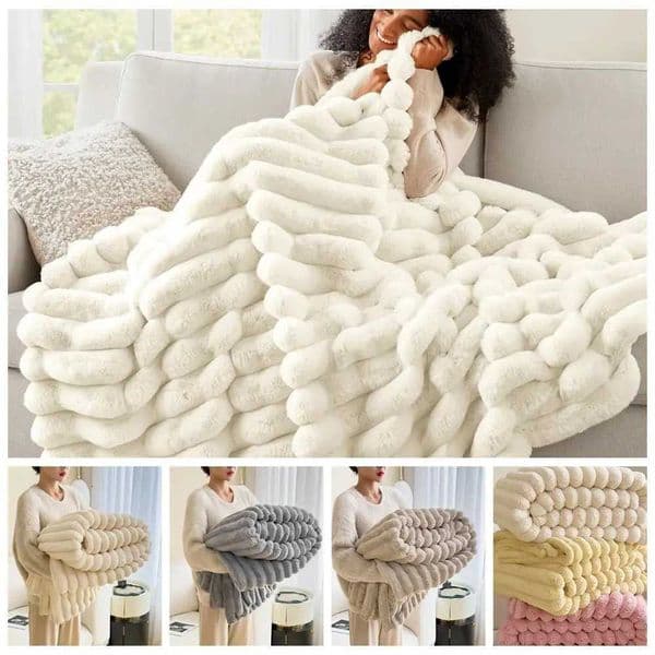 New Double Sided Warm Blanket Warm Breathable Conditioning Quilt Solid Color Ultra Soft Striped BlanketsW251128