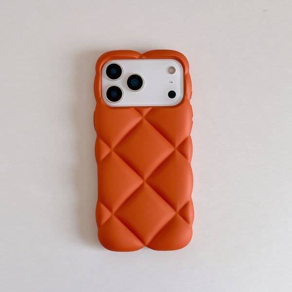 Leather Diamond Pattern Phone Case iPhone 17 Pro Max Compatible with Apple 16/15/14 Solid Color Full Coverage Soft Case