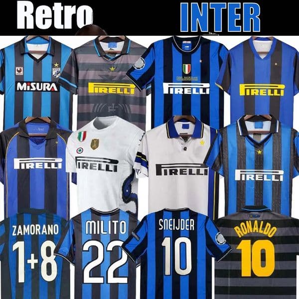 inter retro soccer jerseys 94 95 96 97 98 99 00 01 02 03 04 05 06 07 08 09 10 Ronaldo Figo ADRIANO Stankovic ZANETTI milansS MILITO vintage football shirt SNEIJDER ZANETTI