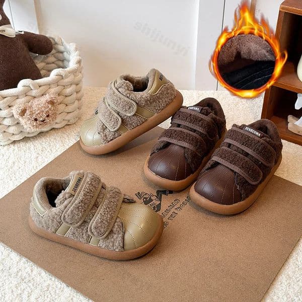 Childrens Casual Sports Shoes Winter Boys Girls Fashion Warm Plush Cotton Kids Outdoor Walking Sneakers 251128