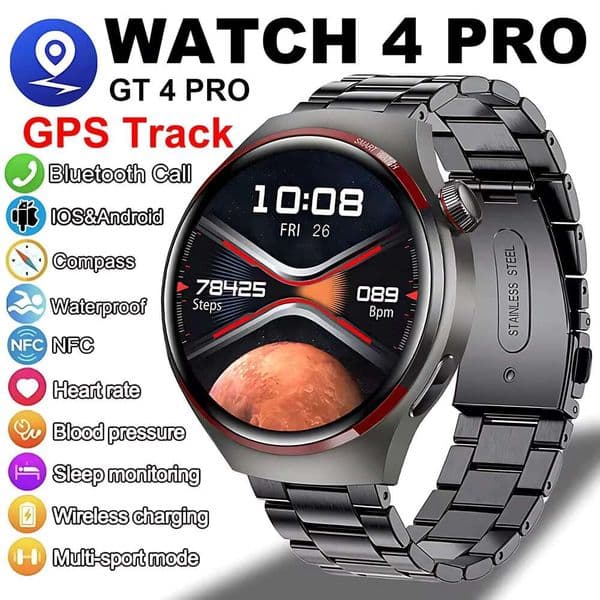GT4 Pro Smart With GPS Track For Men Women ith AMOLED HD Display Bluetooth Call NFC IP68 Waterproof Sport Watch 2025