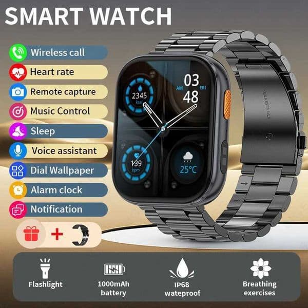 LIGE 204-inch Ultra Smart Watch For Men Women 1000mAh High Capacity Battery Outdoor Sports Fitness Health Monitoring SmartwatchW251128