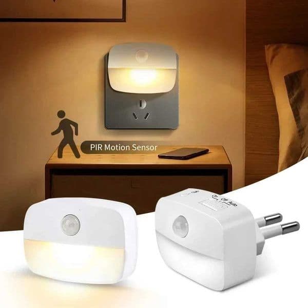 Led Night Light With Motion Sensor EU US Socket AC 85-265V Pir Human Induction Lamp 3 Colors Plug In Wall For Bedroom Hallway M251128