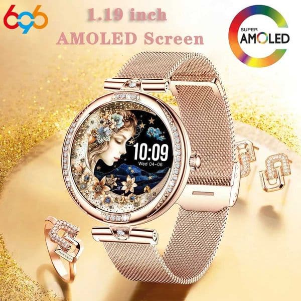 2025 Blue Tooth Call Lady Smartwatch 119 AMOLED Screen Women Smart Watches Waterproof Sports Fitness Tracker Health BraceletW251128