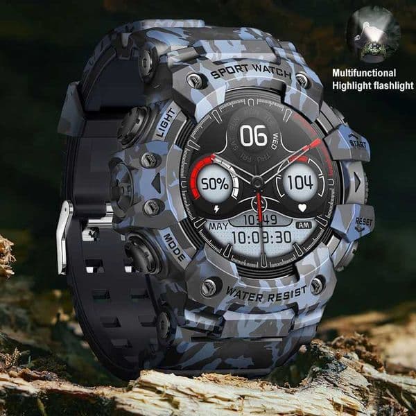 New Military Sports Smart Watch Men 100 Sports Outdoor Fitness Compass Heart rate BT Call Waterproof Smartwatch For iOS AndroidW251128