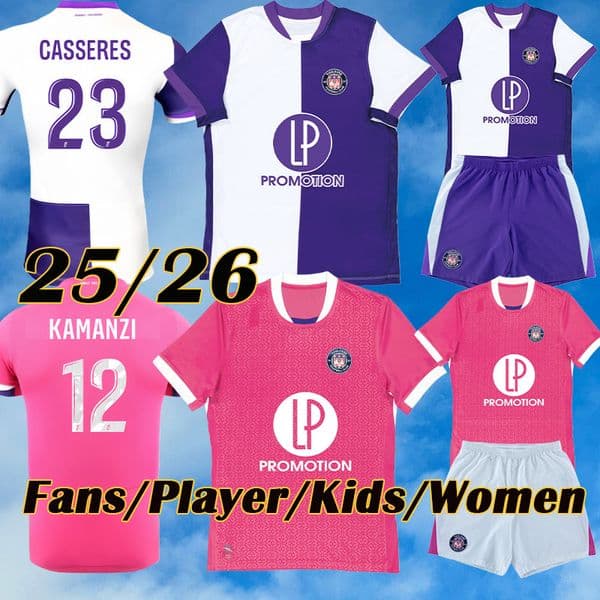 25 26 Club Toulouse Soccer Jerseys mens womens kids socks Y.GBOHO ABOUKHLAL EDJOUMA MAGRI SIDIBE BABICKA 2025 2026 Football Shirts CASSERES JR. SIERRO SCHMIDT DONNUM