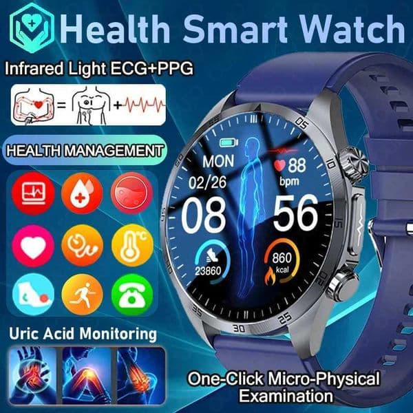 NEW Wrist Physiotherapy Healthy Management Smart Watch Men Women ECGPPG Blood Fat Uric Acid Body Fat Health Monitor Smart WatchW251128