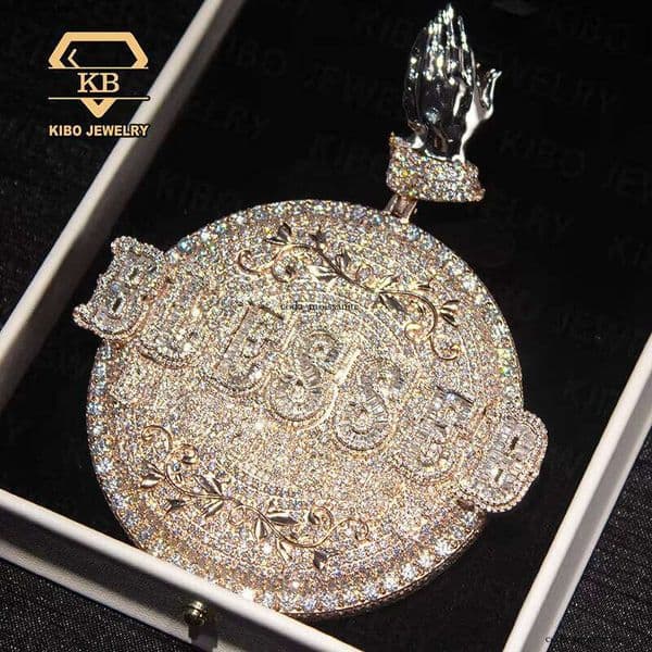 Hip-Hop Men's Medal Pure Sier VVS High-Quality 14K Ice-Type 18K GRA Silicon Stone Necklace Pendant