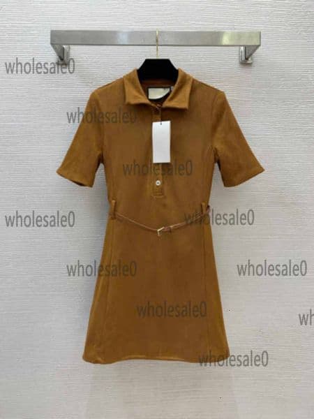 Dress designer short-sleeved dress with G family logo buttons, half-row front lapels and lapels, a horse collar belt EPOZ