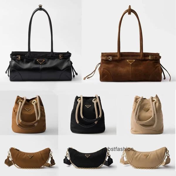Top quality bonnie soft lux bag designer bag shoulder bag tote handbag classic enameled metal triangle 10a genuine leather luxury womens bag black brown HIKG